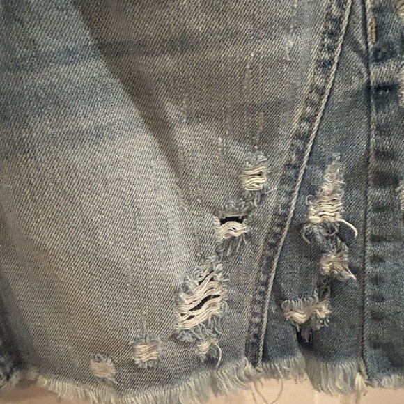 Vervet Distresser High Rise Blue Jean Button Front Mini Skirt - Picture 11 of 14